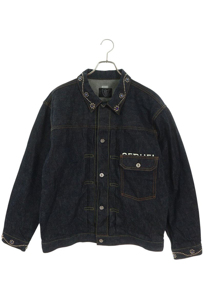 SEQUEL x HTC 26SS Flower Studs Indigo Denim Jacket Size L