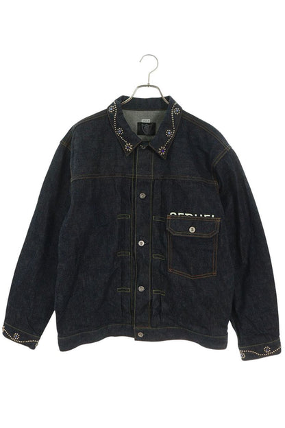 SEQUEL x HTC 26SS Flower Studs Indigo Denim Jacket Size L