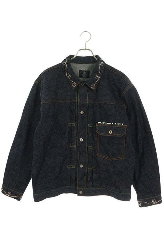 SEQUEL x HTC 26SS Flower Studs Indigo Denim Jacket Size L