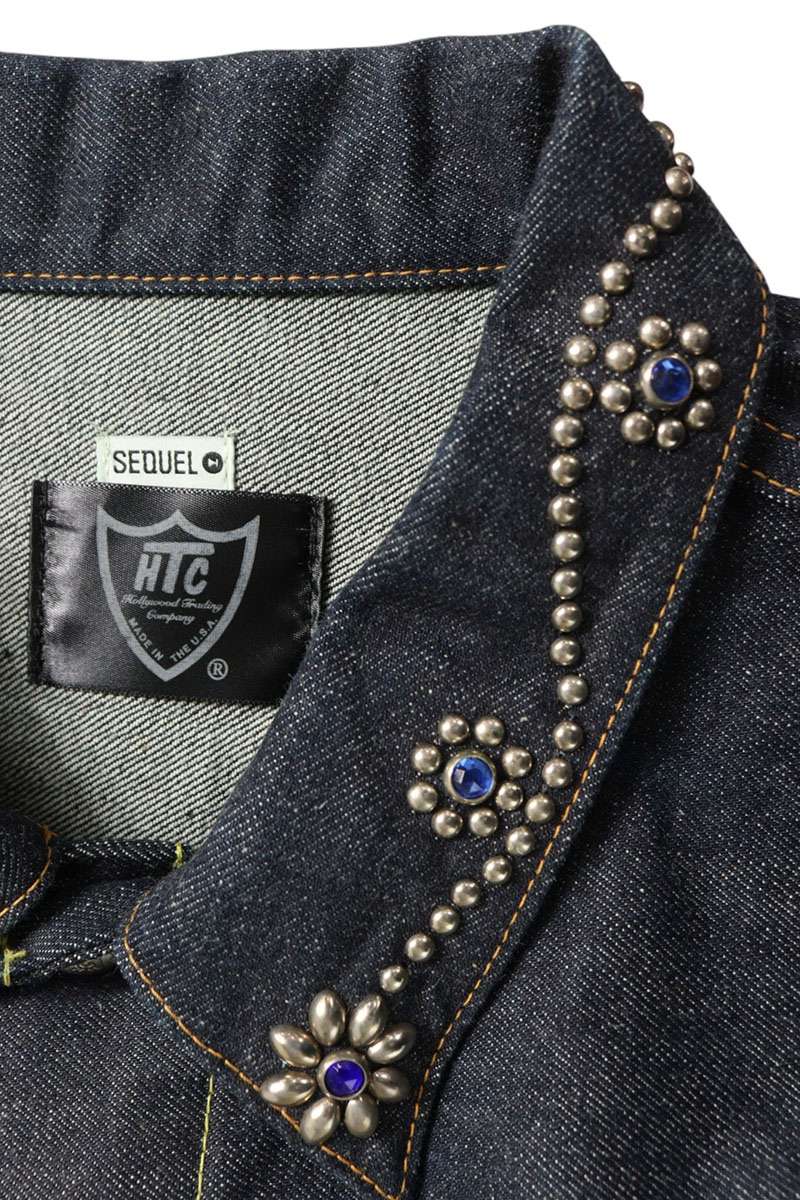 SEQUEL x HTC 26SS Flower Studs Indigo Denim Jacket Size L