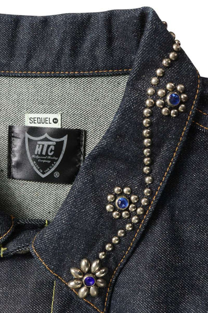 SEQUEL x HTC 26SS Flower Studs Indigo Denim Jacket Size L