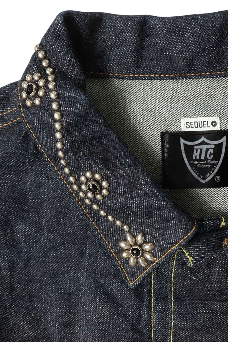 SEQUEL HTC 26SS Flower Studs Denim Jacket Multi Size L