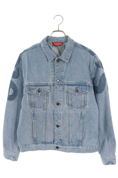 SUPREME 22SS Inset Logo Denim Trucker Jacket Blue Size M