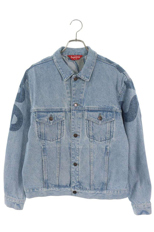 SUPREME 22SS Inset Logo Denim Trucker Jacket Blue Size M