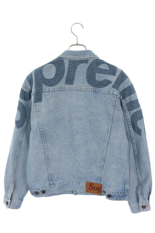 SUPREME 22SS Inset Logo Denim Trucker Jacket Blue Size M