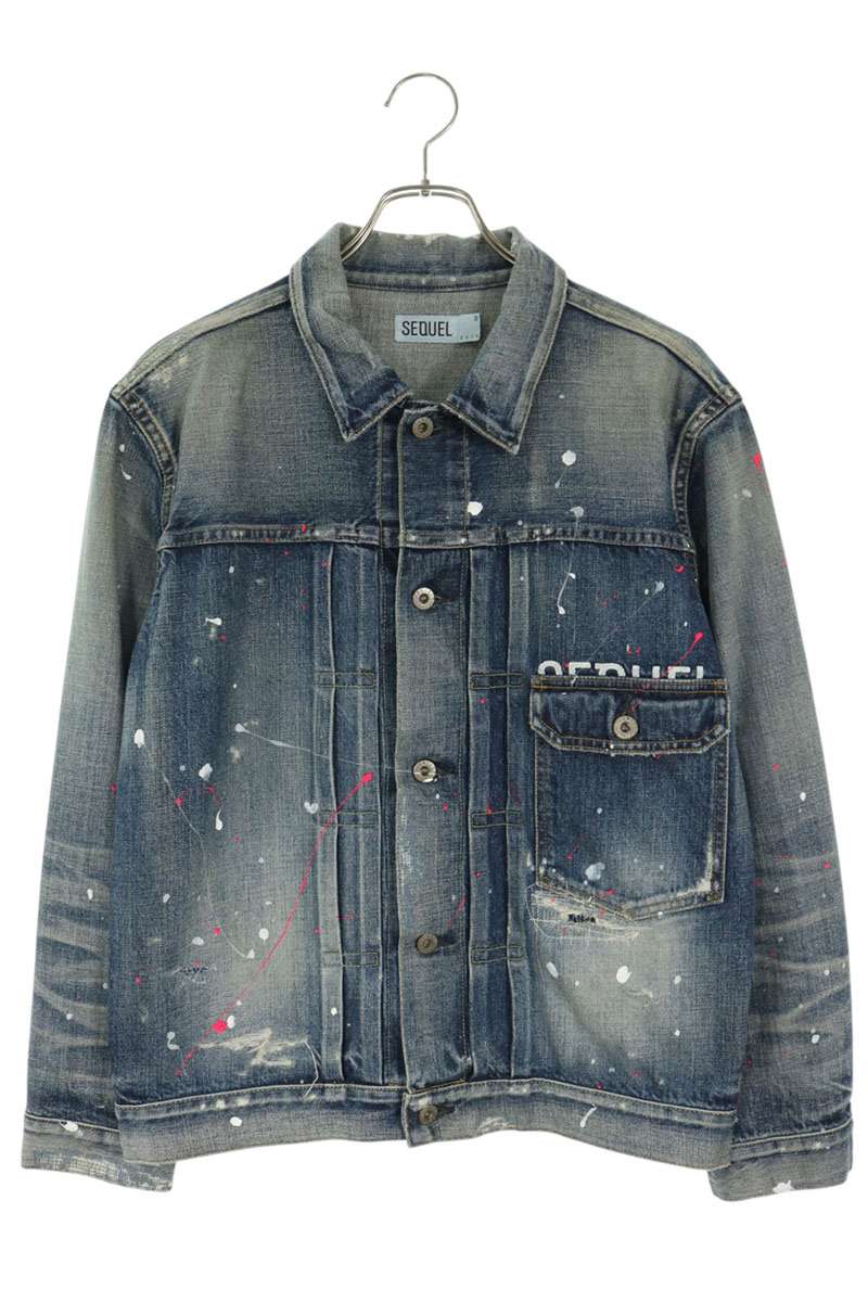 SEQUEL 20AW Type 1 Distressed Paint Denim Jacket Size M