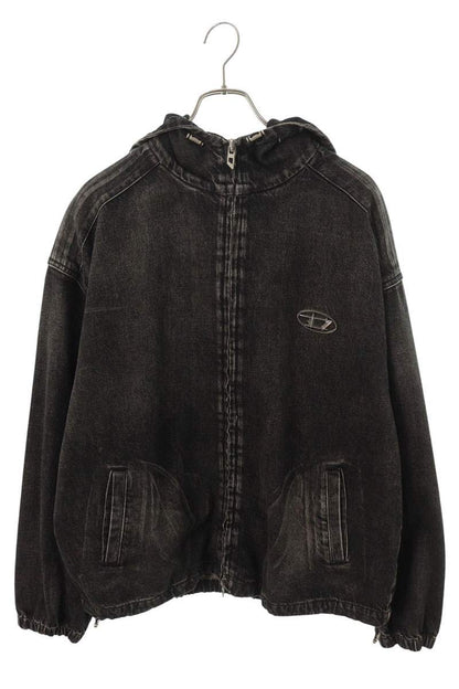 DIESEL x THUG CLUB Logo Zip-Up Denim Jacket Black Size M