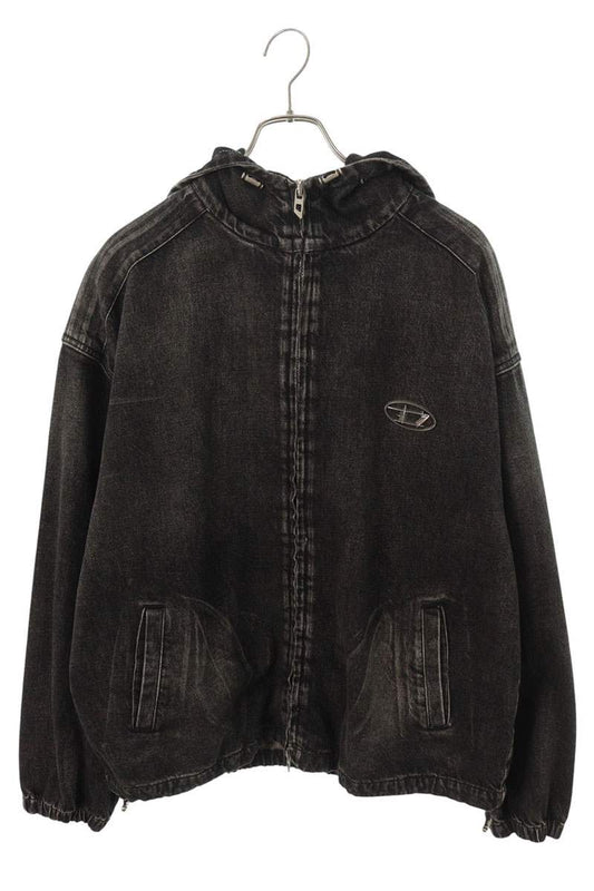 DIESEL x THUG CLUB Logo Zip-Up Denim Jacket Black Size M