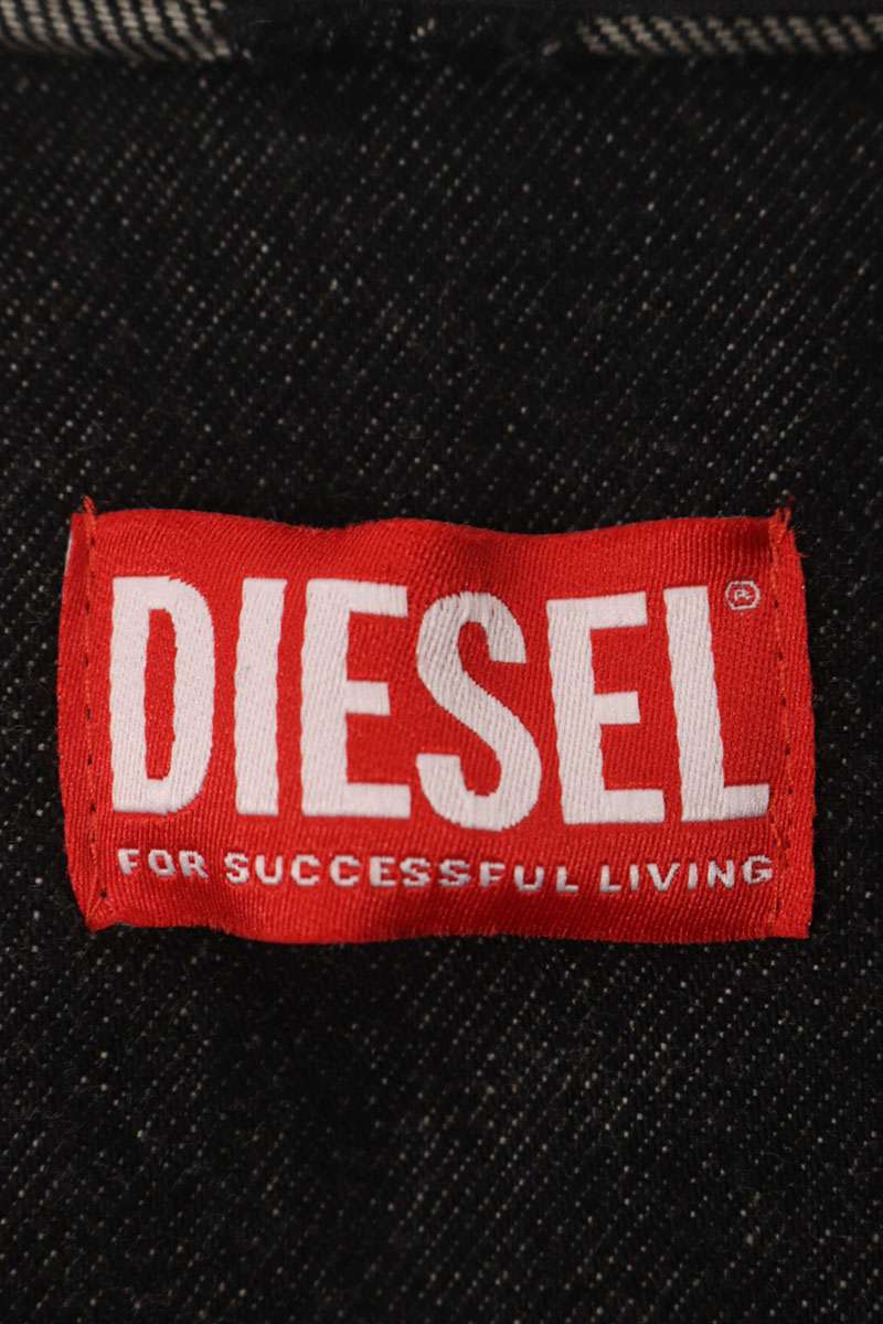 DIESEL x THUG CLUB Logo Zip-Up Denim Jacket Black Size M