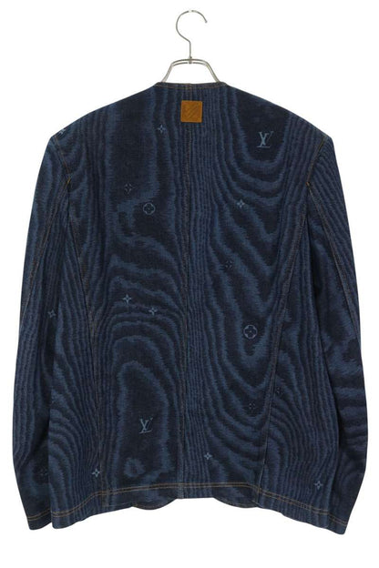 LOUISVUITTON 25AW LV Moiré No-Collar Denim Jacket Size 48