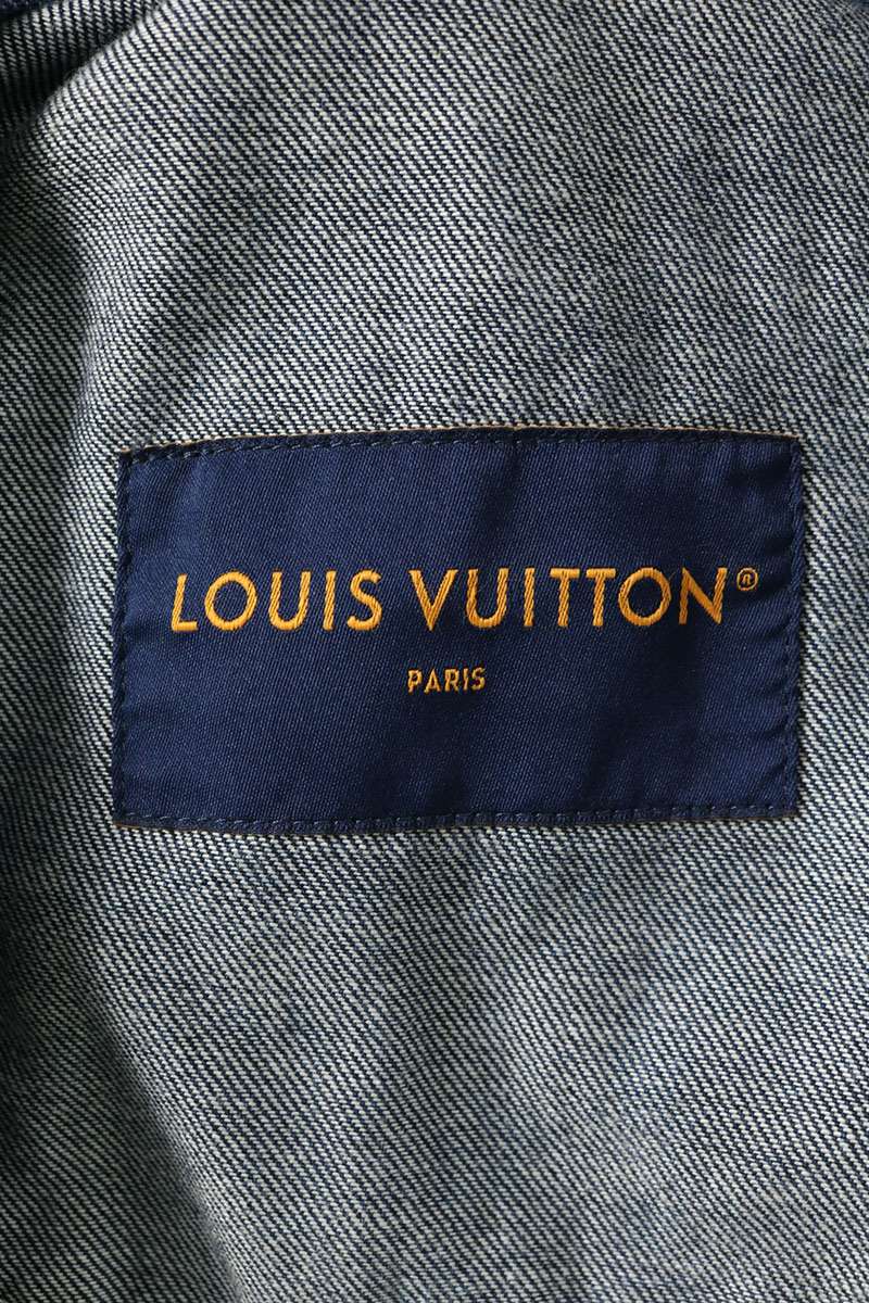 LOUISVUITTON 25AW LV Moiré No-Collar Denim Jacket Size 48