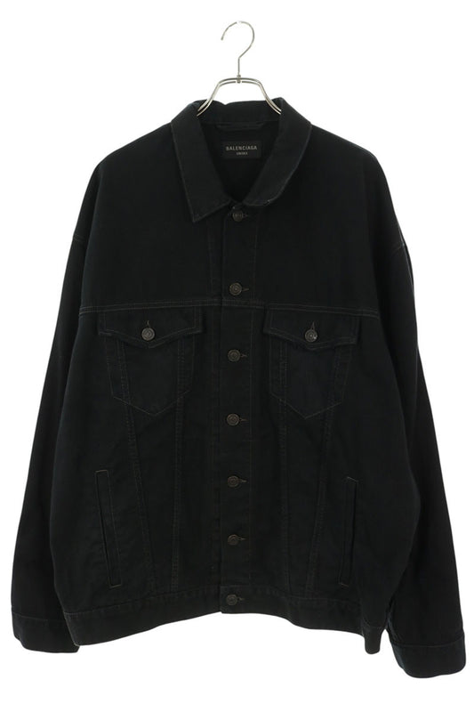 BALENCIAGA Hand-Drawn BB Logo Print Denim Jacket Size 1