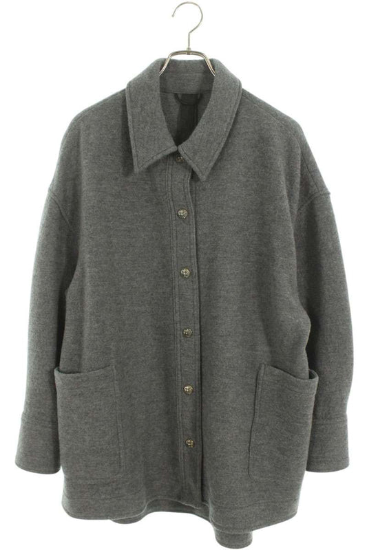 Chrome Hearts Cross Button Wool Long Coat Gray Size M