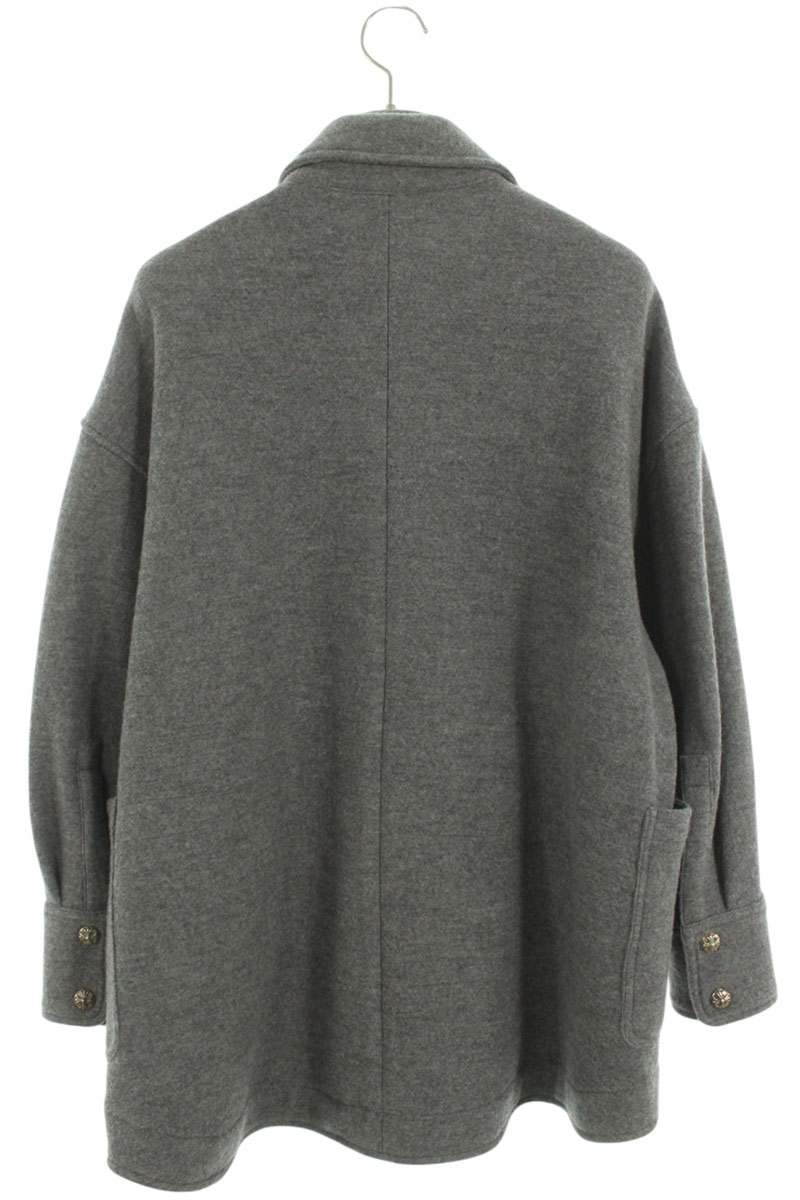 Chrome Hearts Cross Button Wool Long Coat Gray Size M