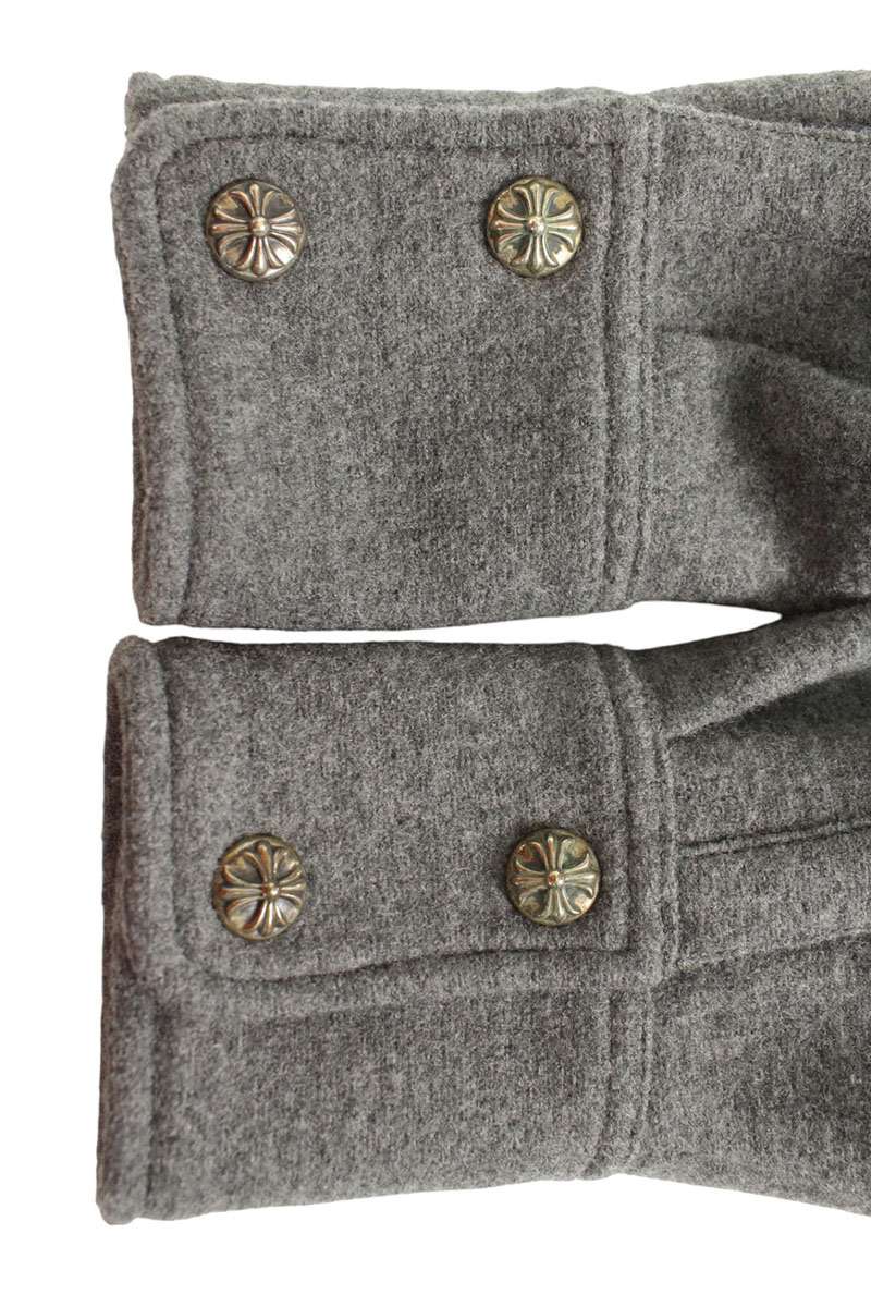 Chrome Hearts Cross Button Wool Long Coat Gray Size M
