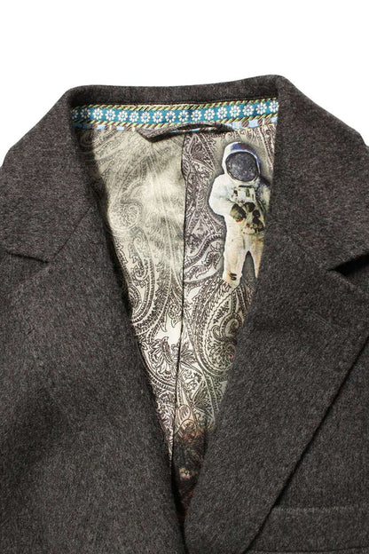 ETRO Cashmere Astronaut Lining Chesterfield Coat Gray Size S