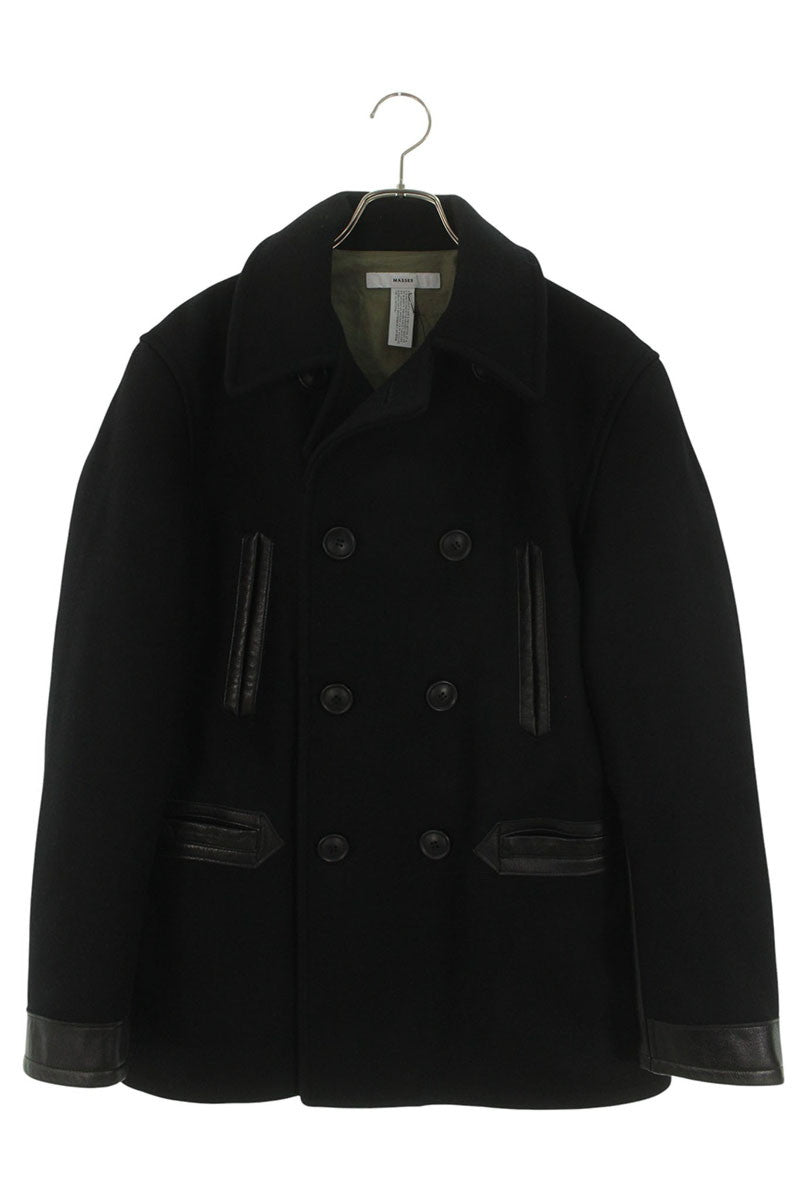 MASSES Leather Panel Melton Peacoat Black Size S