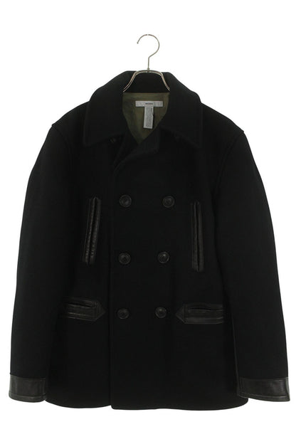 MASSES Leather Panel Melton Peacoat Black Size S