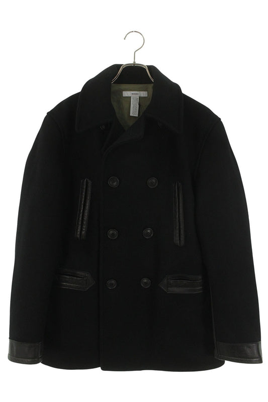 MASSES Leather Panel Melton Peacoat Black Size S