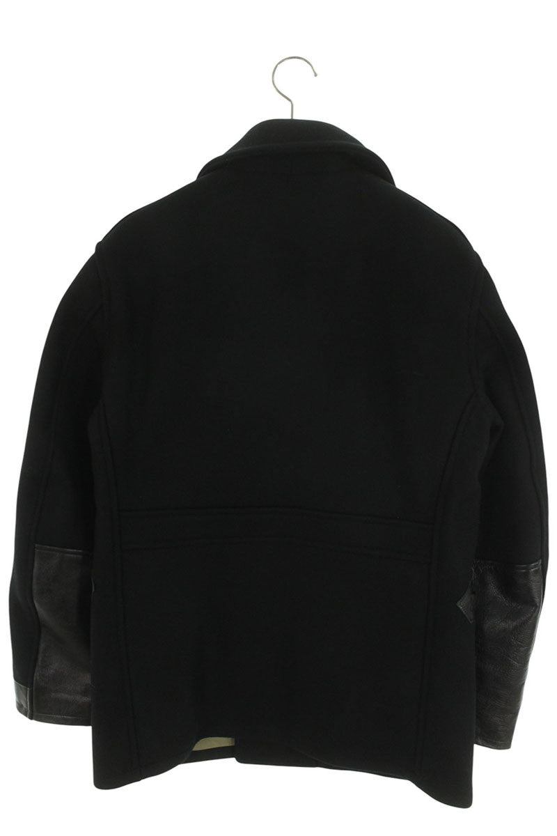 MASSES Leather Panel Melton Peacoat Black Size S