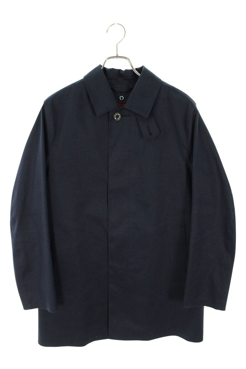 MACKINTOSH Check Lined Stand Collar Coat Navy Size 38