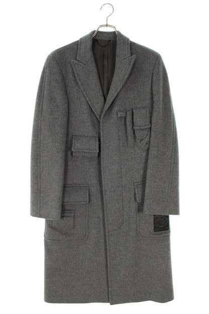 LOUISVUITTON Multi Pocket Wool Chesterfield Coat Gray Size S
