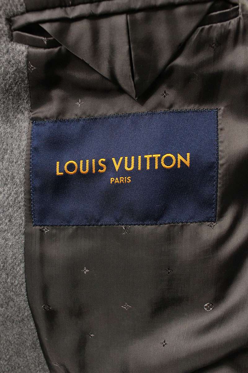 LOUISVUITTON Multi Pocket Wool Chesterfield Coat Gray Size S