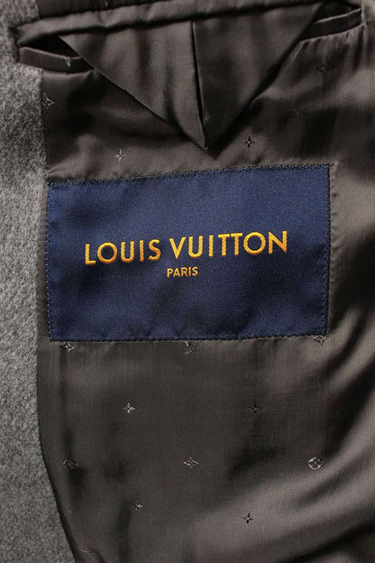 LOUISVUITTON Multi Pocket Wool Chesterfield Coat Gray Size S