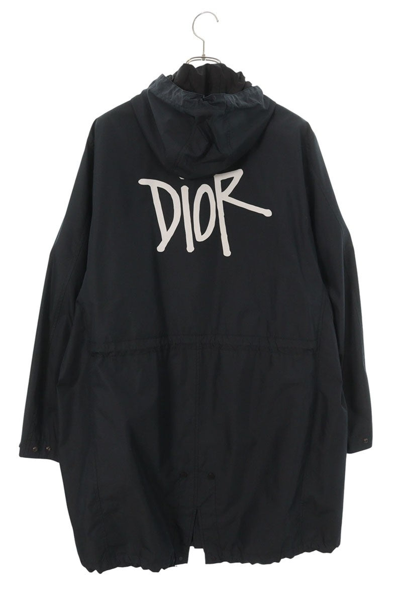 DIOR x SHAWN STUSSY Hooded Mods Coat Black Size M