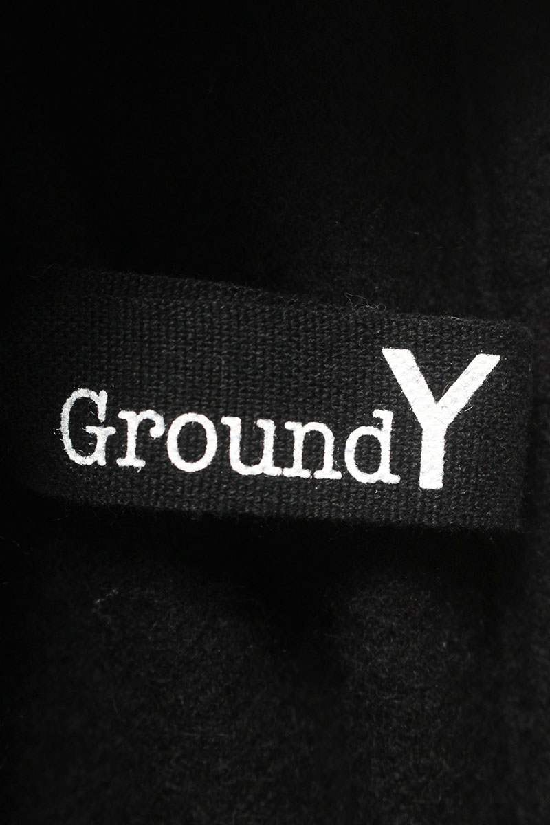GroundY Wool Nylon Stand Collar Coat Black Size L