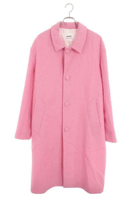 AMI Single Breasted Wool Blend Coat Pink Size M
