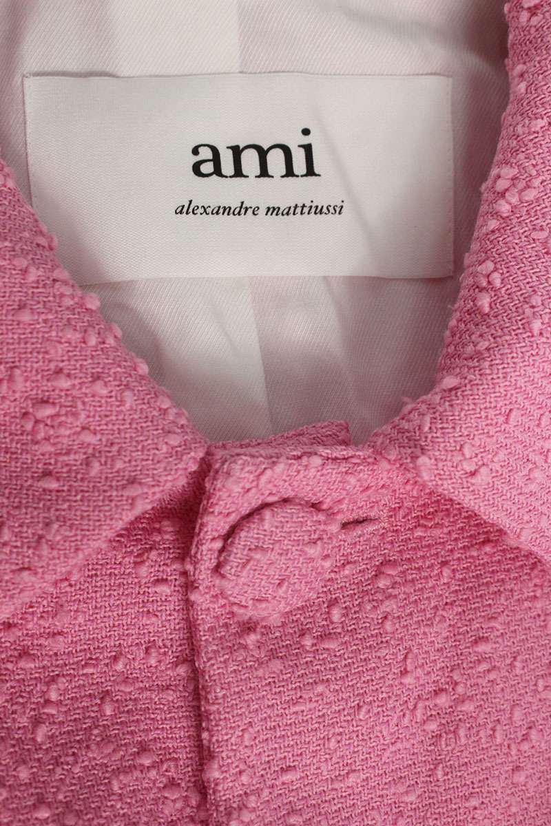 AMI Single Breasted Wool Blend Coat Pink Size M