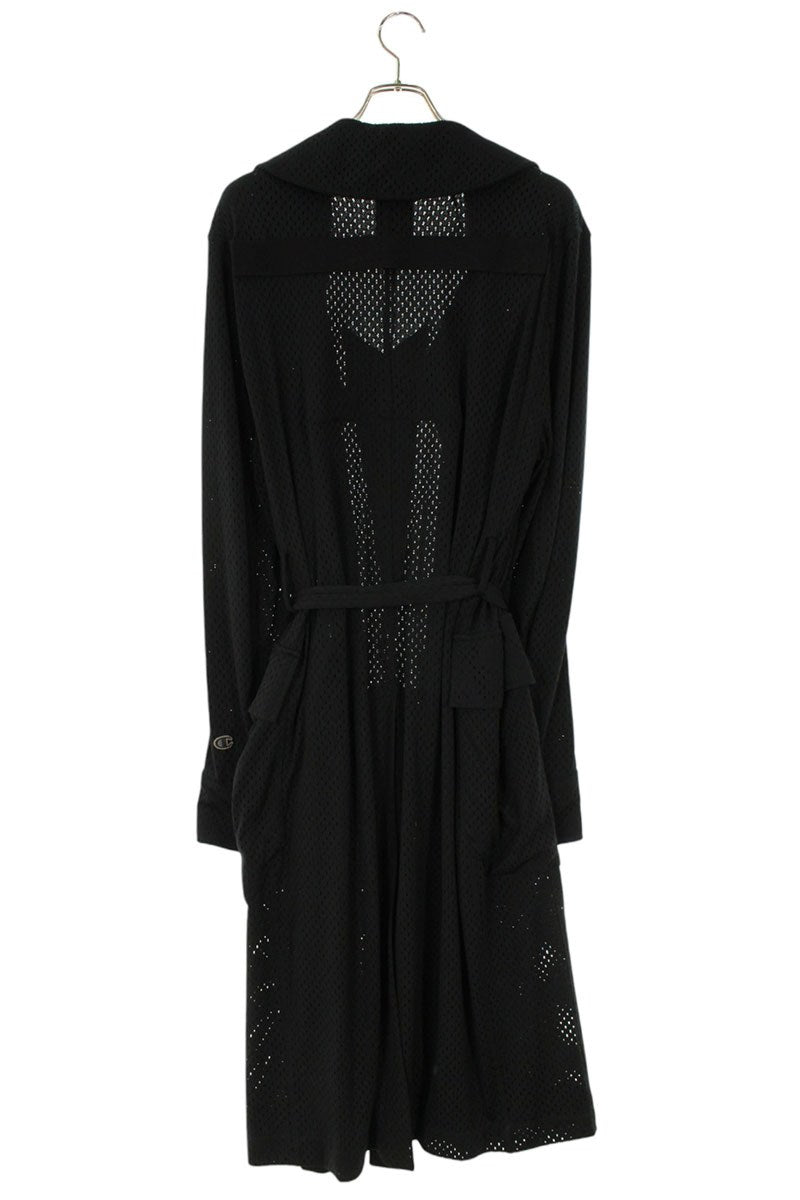 Rick Owens Champion Mesh Trench Long Coat Black Size M