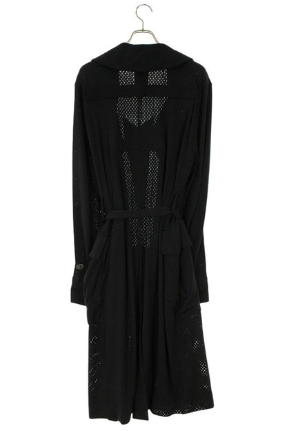 Rick Owens Champion Mesh Trench Long Coat Black Size M