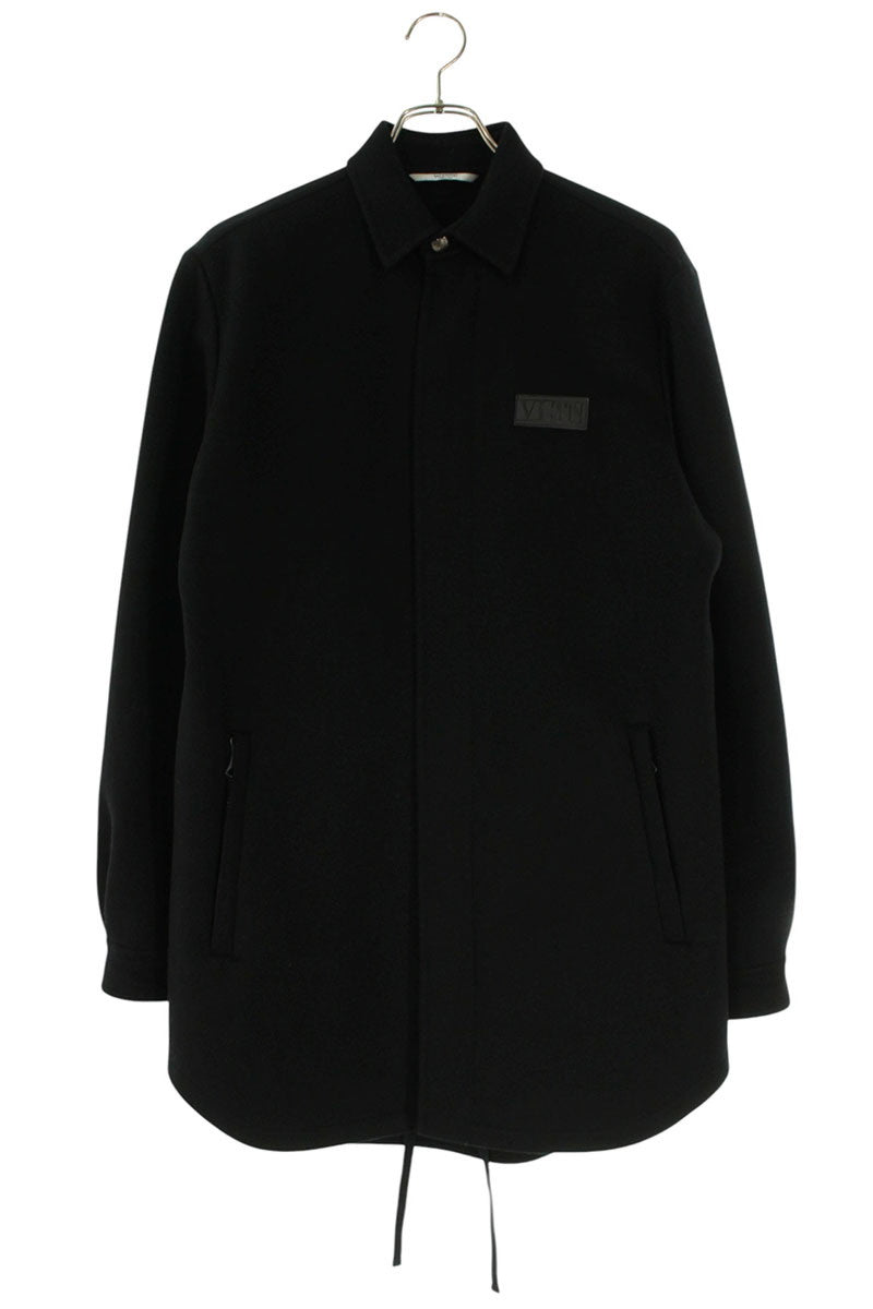 Valentino Logo Wool Coat Black Size S