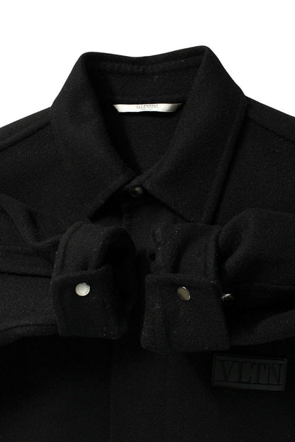 Valentino Logo Wool Coat Black Size S