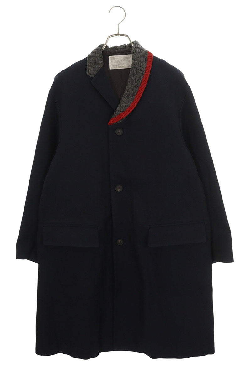 kolor 20AW Woolly Tricotine Asymmetric Coat Navy Size M