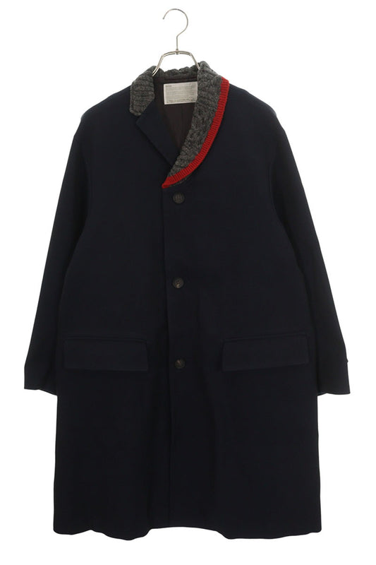 kolor 20AW Woolly Tricotine Asymmetric Coat Navy Size M