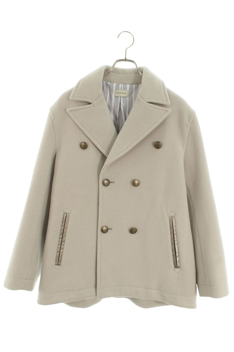 FACTOTUM Light Gray Pile Melton Peacoat Size M