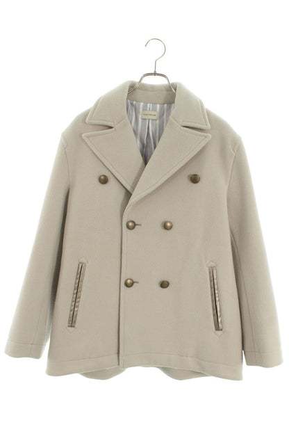 FACTOTUM Light Gray Pile Melton Peacoat Size M