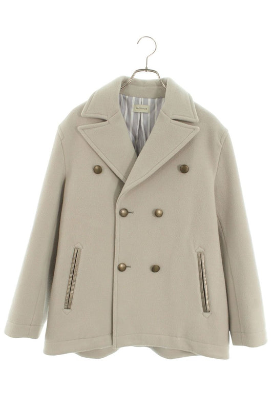 FACTOTUM Light Gray Pile Melton Peacoat Size M