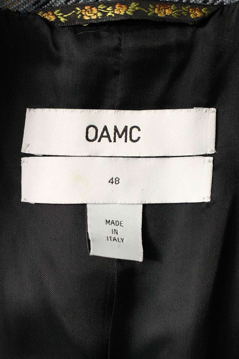 OAMC Checked Wool Chesterfield Coat Gray Size M