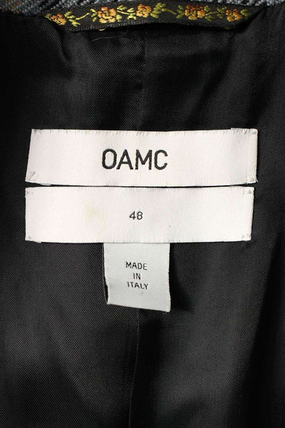 OAMC Checked Wool Chesterfield Coat Gray Size M