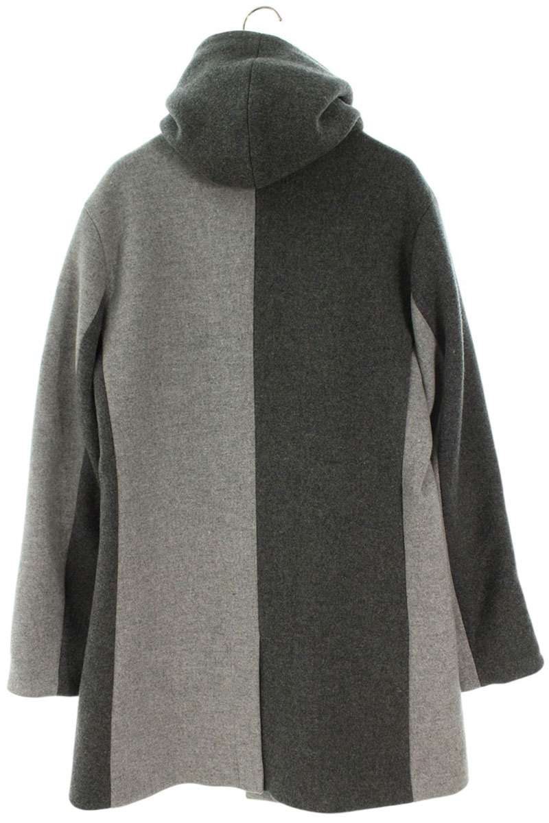 1piu1uguale3 Wool Hooded Wrap Coat Gray Size VI