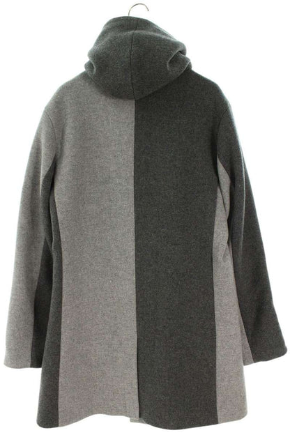 1piu1uguale3 Wool Hooded Wrap Coat Gray Size VI