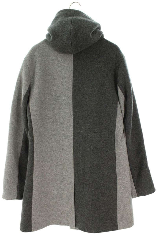 1piu1uguale3 Wool Hooded Wrap Coat Gray Size VI