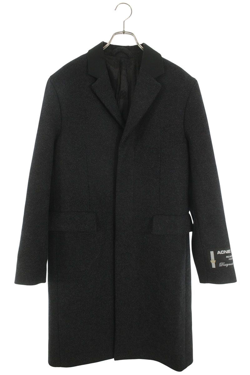 ACNE STUDIOS Sleeve Patch Wool Chester Coat Gray Size S
