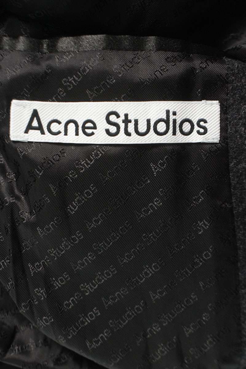 ACNE STUDIOS Sleeve Patch Wool Chester Coat Gray Size S