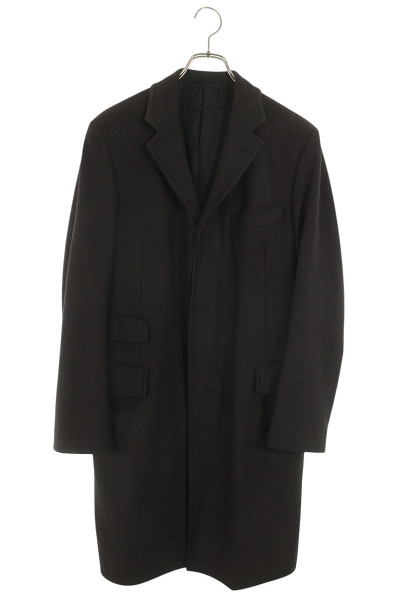 HERMES Brown Wool Long Chesterfield Coat Size S