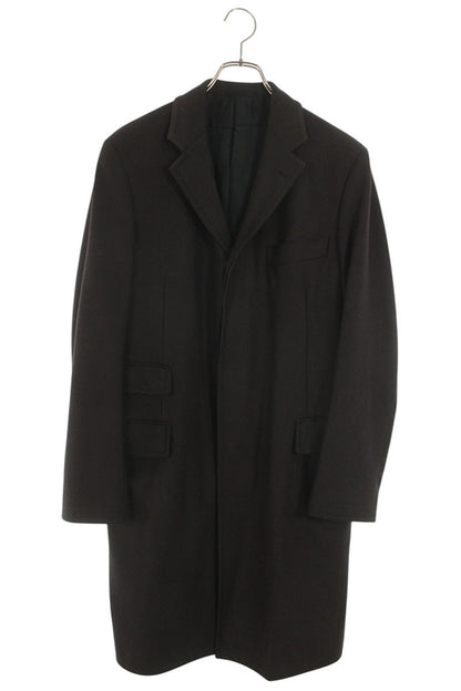 HERMES Brown Wool Long Chesterfield Coat Size S